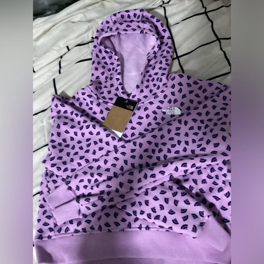 The North Face, purple, cropped hoodie, never worn, and new with tags